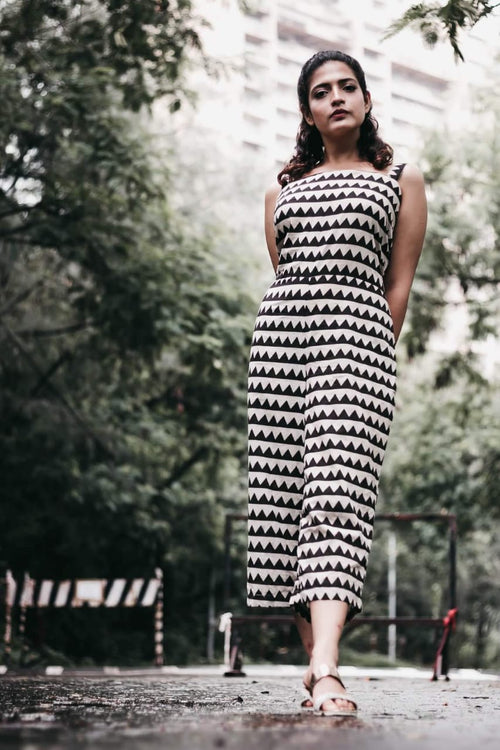 Black White Check Jumpsuit
