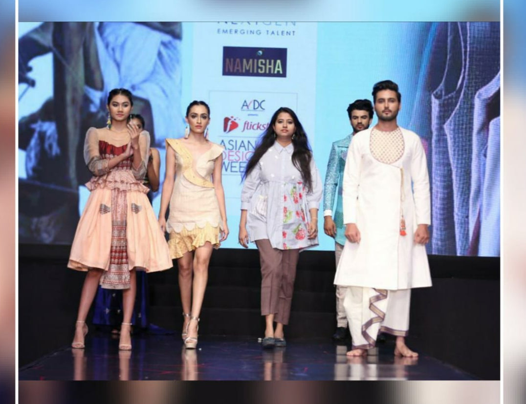 White Khadi Chanderi Top with Silk Geometric Skirt