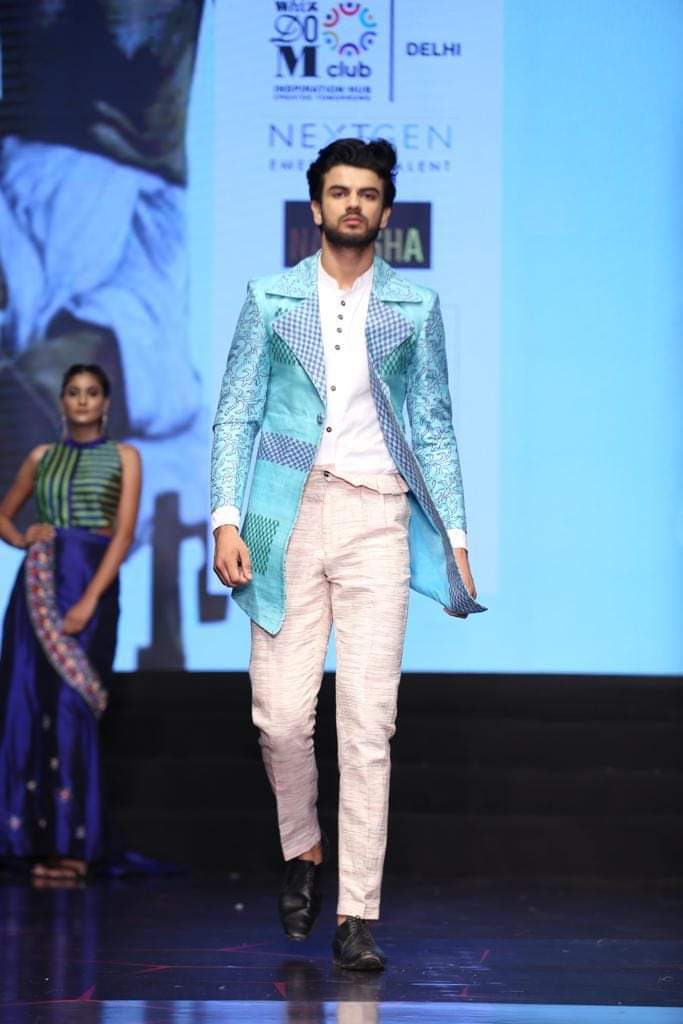 Khadi Silk Unisex Blue Jacket with Pant